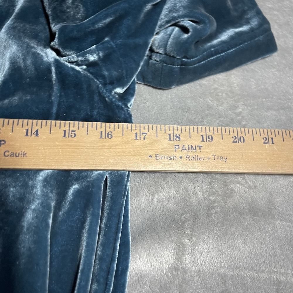 J Jill Jacket Womens Small Blue Crushed Velvet Button Front Hooded Cinch Anorak - Picture 4 of 6